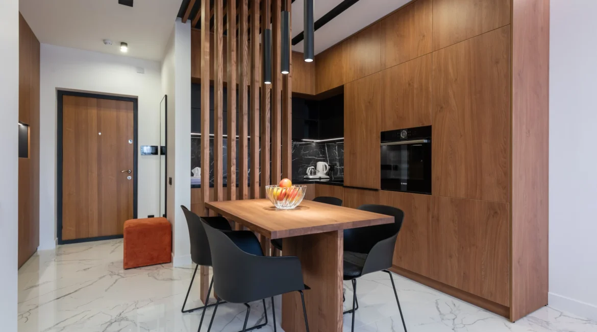 wooden style dining room interiors